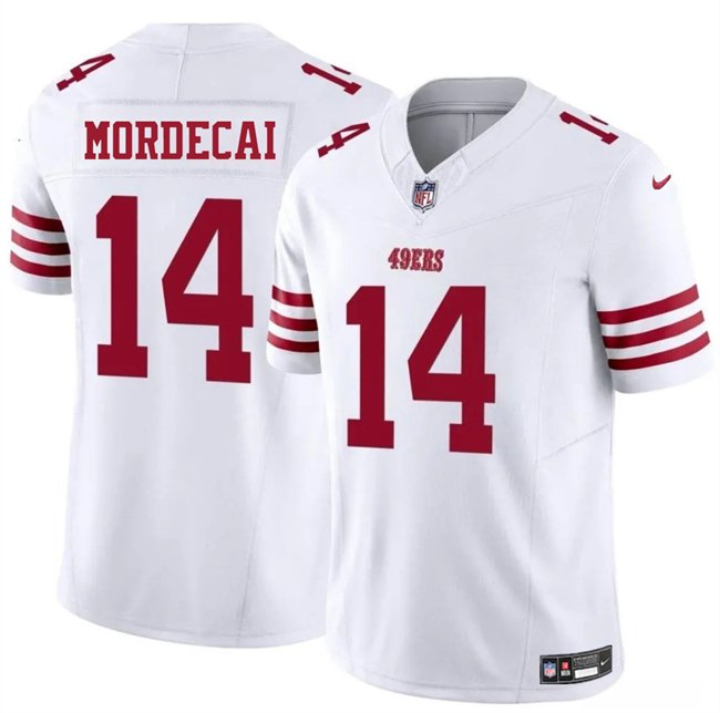 White San Francisco 49ers #14 Tanner Mordecai 2025 F.U.S.E. Vapor Untouchable Limited Stitched Football Jersey - SFR73