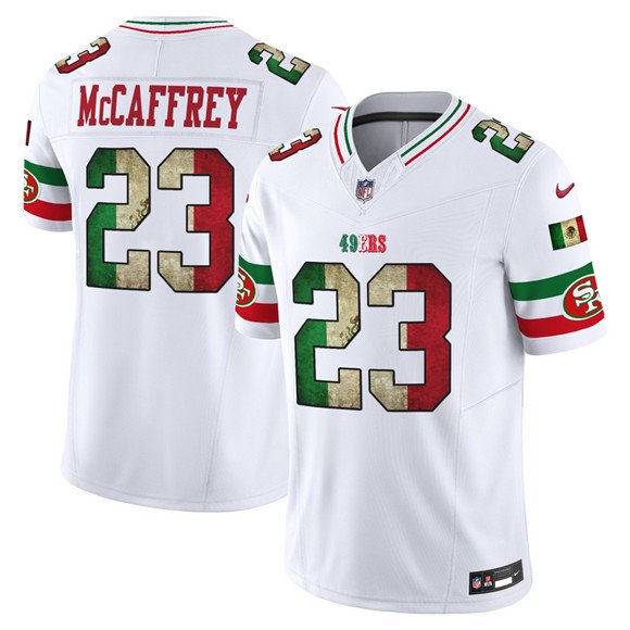 White San Francisco 49ers #23 Christian McCaffrey 2025 F.U.S.E. Mexico Vapor Limited Stitched Football Jersey - SFR03
