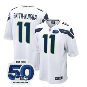 White Seattle Seahawks #11 Smith-Njigba 2025 F.U.S.E. 50th Anniversary Patch Vapor Untouchable Limited Stitched Football Jersey - SSR64
