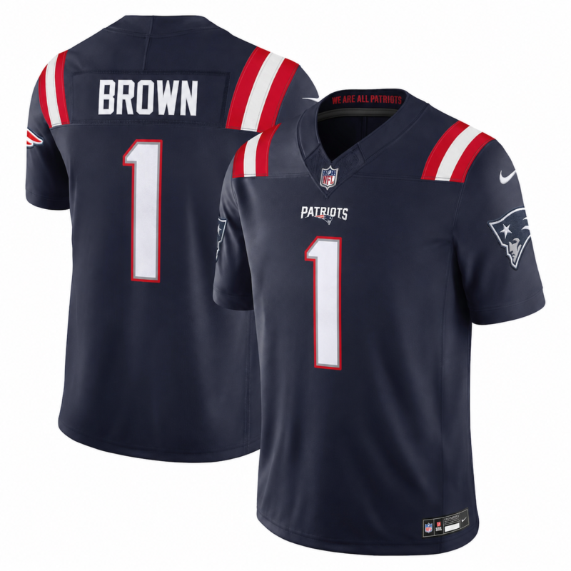 Navy New England Patriots #1 A. J. Brown F.U.S.E. Vapor Limited Stitched Football Jersey - NEP96