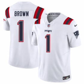 White New England Patriots #1 A. J. Brown F.U.S.E. Vapor Limited Stitched Football Jersey - NEP97