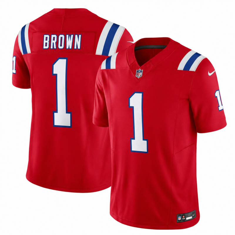 Red New England Patriots #1 A. J. Brown F.U.S.E. Vapor Limited Stitched Football Jersey - NEP98