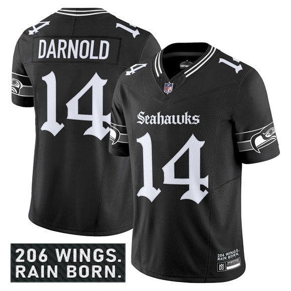 Black Seattle Seahawks #14 Sam Darnold 2025 F.U.S.E. 'Gothic Rain City Shadows Edition' Vapor Limited Stitched Football Jersey - SSR60