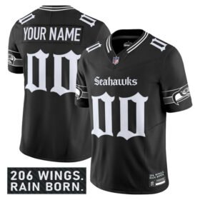 Black Seattle Seahawks Active Player Custom 2025 F.U.S.E. 'Gothic Rain City Shadows Edition' Vapor Limited Stitched Football Jersey - SSR31
