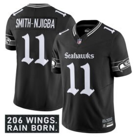 Black Seattle Seahawks #11 Jaxon Smith-Njigba 2025 F.U.S.E. 'Gothic Rain City Shadows Edition' Vapor Limited Stitched Football Jersey - SSR16