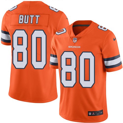 Nike Broncos #80 Jake Butt Orange Stitched NFL Limited Rush Jersey