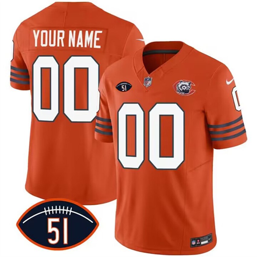 Orange Chicago Bears Active Player Custom 2023 F.U.S.E. Dick Butkus Patch Throwback Limited Stitched Football Jersey - CBJ244