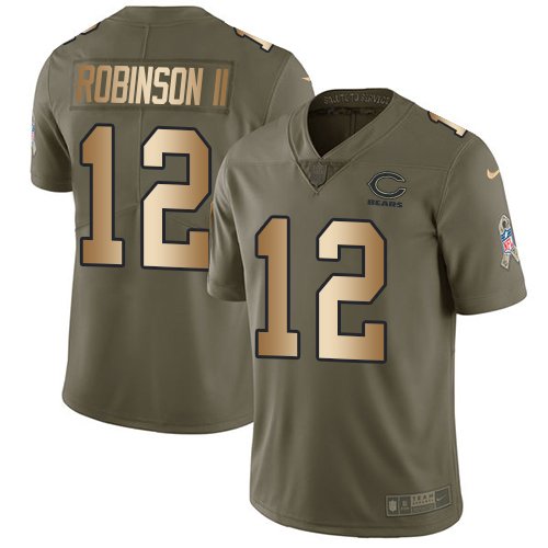 Nike Bears #12 Allen Robinson II Olive/Gold Stitched NFL Limited 2017 Salute To Service Jersey - CBJ271