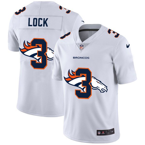Denver Broncos White #3 Drew Lock Stitched Jersey