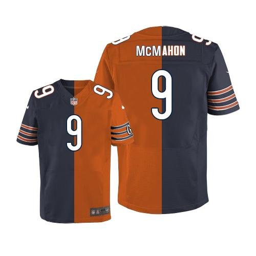 Nike Bears #9 Jim McMahon Navy Blue/Orange Stitched NFL Elite Split Jersey - CBJ237