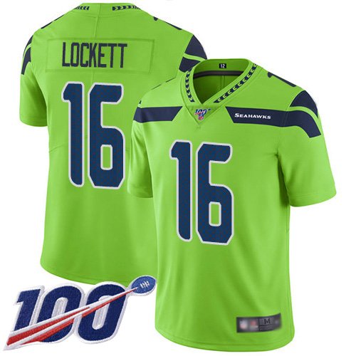 Nike Seahawks #16 Tyler Lockett Green Stitched NFL Limited Rush 100th Season Jersey
