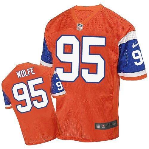 Nike Broncos #95 Derek Wolfe Orange Throwback Stitched NFL Elite Jersey