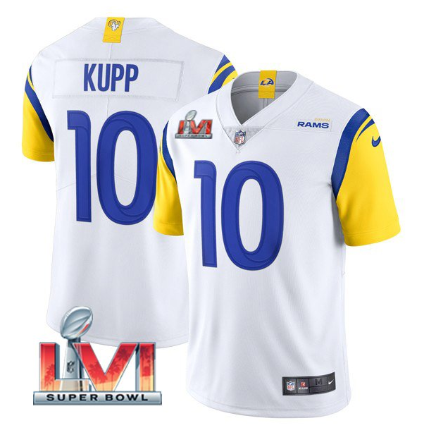 White Los Angeles Rams #10 Cooper Kupp 2022 Super Bowl LVI Vapor Limited Stitched Jersey - LAR329