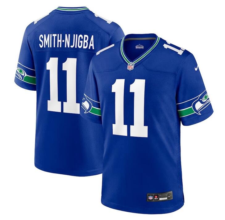 Royal Seattle Seahawks #11 Jaxon Smith-Njigba Throwback Player Stitched Game Jersey - SSR279