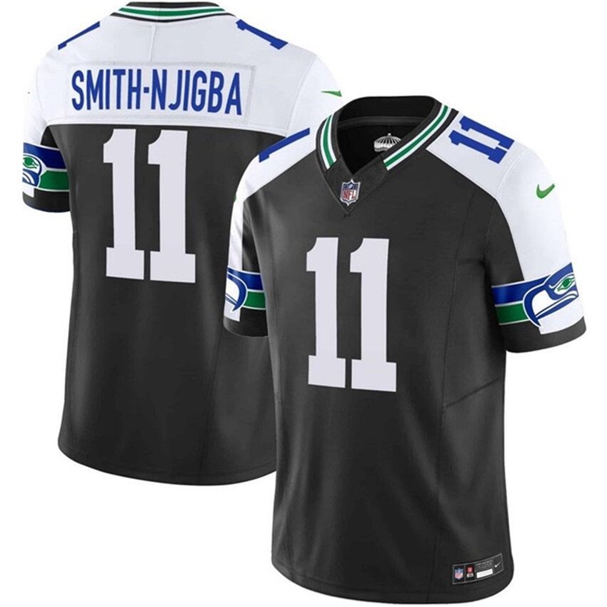Black Seattle Seahawks #11 Jaxon Smith-Njigba F.U.S.E. Vapor Throwback Limited Stitched Football Jersey