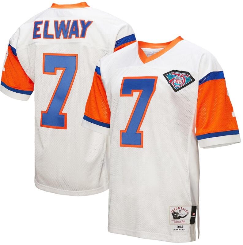 White Denver Broncos #7 John Elway 1994 Mitchell & Ness Throwback Retired Stitched Football Jersey