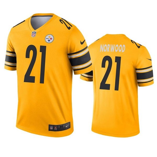 Gold Pittsburgh Steelers #21 Tre Norwood  Inverted Legend Stitched Jersey - PSJ685
