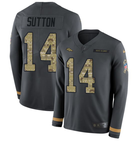 Black Denver Broncos #14 Courtland Nike Broncos #14 Courtland Sutton Long Sleeve Jersey