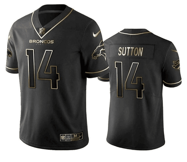 Black Denver Broncos #14 Courtland Sutton Gold Limited Stitched Football Jersey
