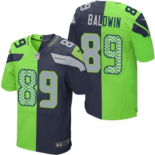 Nike Seahawks #89 Doug Baldwin Steel Blue/Green Stitched NFL Elite Split Jersey