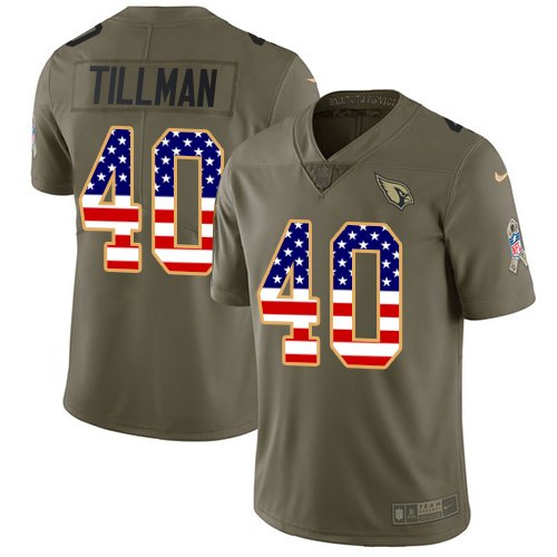 Nike Cardinals #40 Pat Tillman Olive/USA Flag Stitched NFL Limited 2017 Salute to Service Jersey - ACJ361