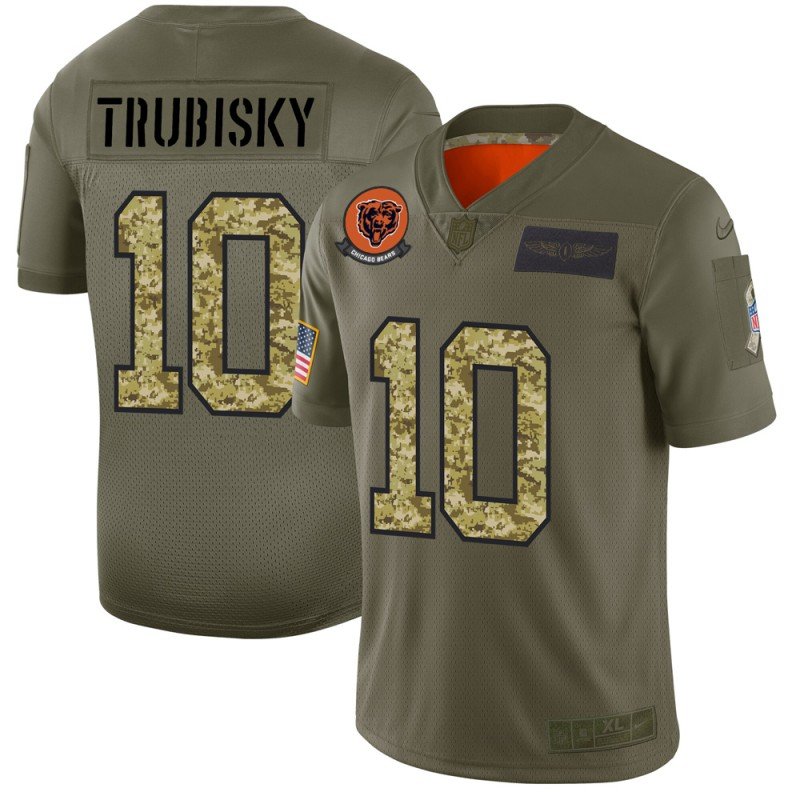 Chicago Bears #10 Mitchell Trubisky Nike 2019 Olive Camo Salute To Service Limited NFL Jersey - CBJ143