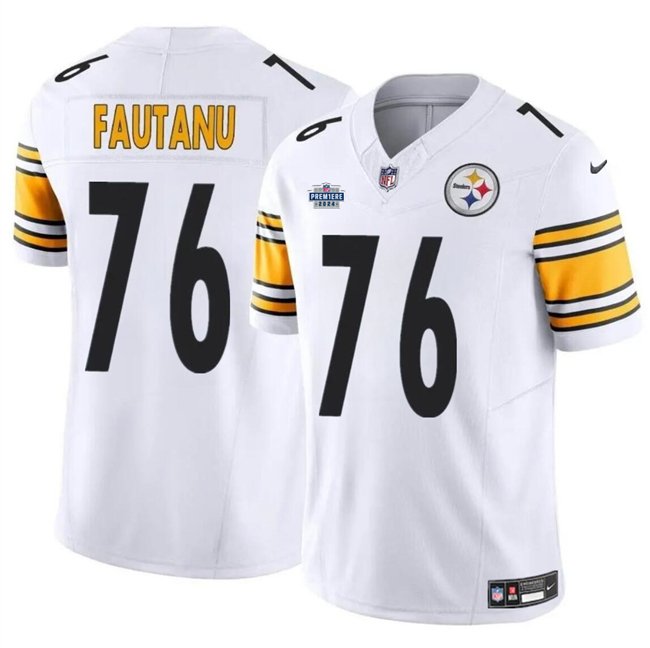 White Pittsburgh Steelers #76 Troy Fautanu 2024 With Dradt Patch F.U.S.E. Vapor Untouchable Limited Stitched Jersey - PSJ338