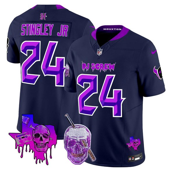 Navy Houston Texans #24 Derek Stingley Jr. F.U.S.E. DJ Screw Vapor Limited Stitched Football Jersey - HTJ184