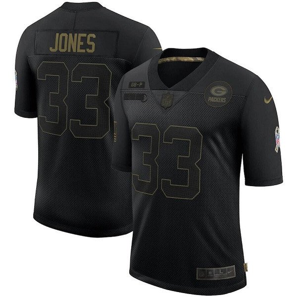 Green Bay Packers #33 Aaron Jones Black 2020 Salute To Service Limited Stitched Jersey - GBJ604