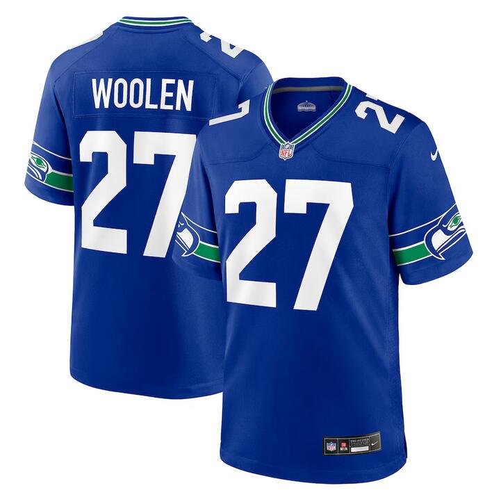 Royal Seattle Seahawks #27 Tariq Woolen Throwback Player Stitched Game Jersey