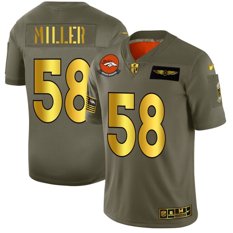 Denver Broncos #58 Von Miller NFL Nike Olive Gold 2019 Salute to Service Limited Jersey