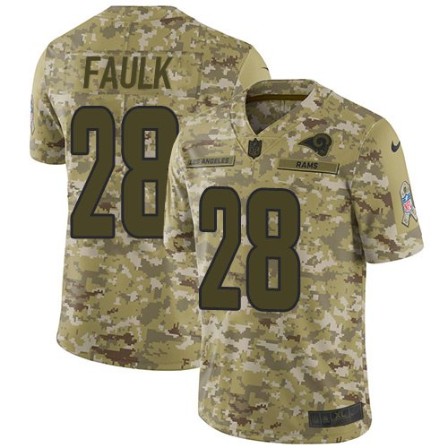 Nike Rams #28 Marshall Faulk Camo Stitched NFL Limited 2018 Salute To Service Jersey - LAR117