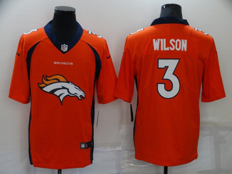 Orange Denver Broncos #3 Russell Wilson Team Big Logo Limited Stitched Jersey