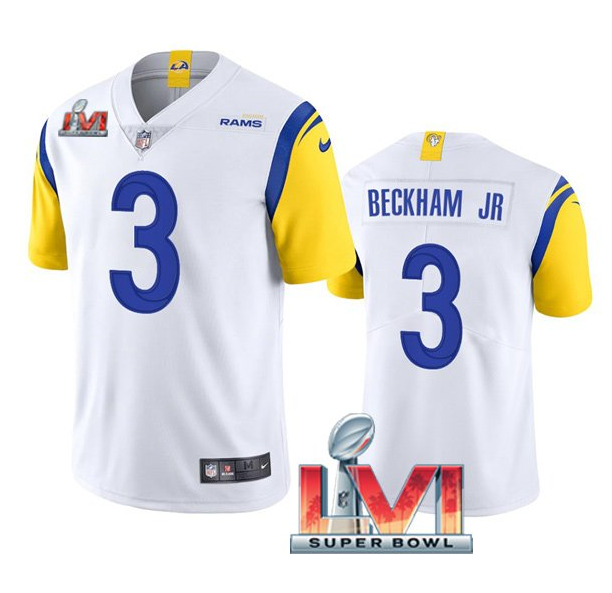 White Los Angeles Rams #3 Odell Beckham Jr. 2022 Super Bowl LVI Vapor Limited Stitched Jersey - LAR388