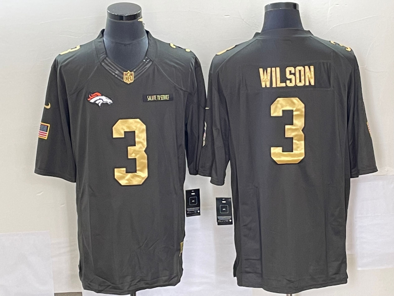 Olive Gold Denver Broncos #3 Russell Wilson Stitched Jersey