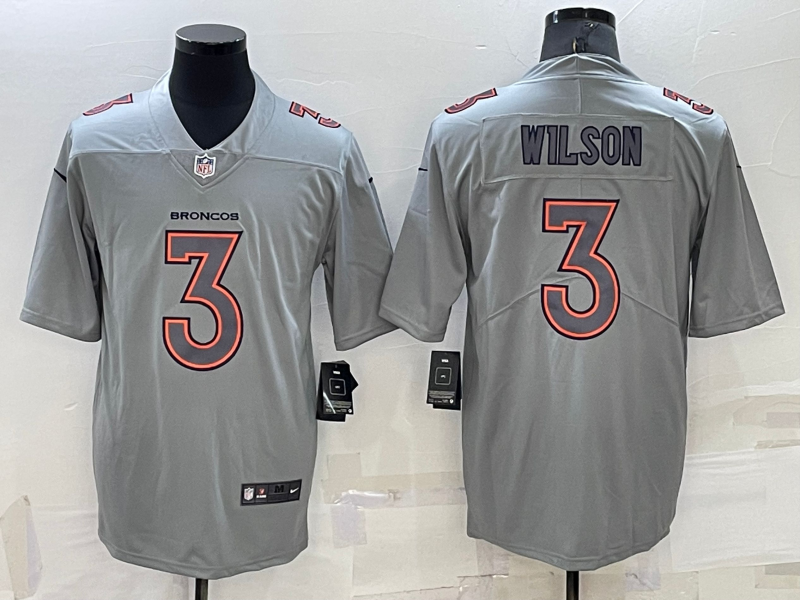 Grey Denver Broncos #3 Russell Wilson Atmosphere Fashion Stitched Jersey