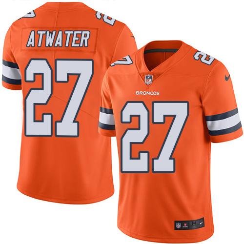 Nike Broncos #27 Steve Atwater Orange Stitched NFL Limited Rush Jersey