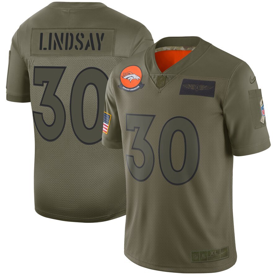 Nike Broncos #30 Phillip Lindsay Camo Stitched NFL Limited 2019 Salute To Service Jersey