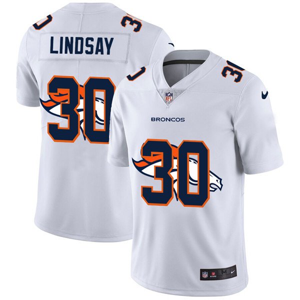 Denver Broncos White #30 Phillip Lindsay Stitched Jersey