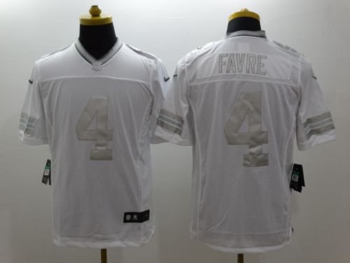Nike Packers #4 Brett Favre White Stitched NFL Limited Platinum Jersey - GBJ165