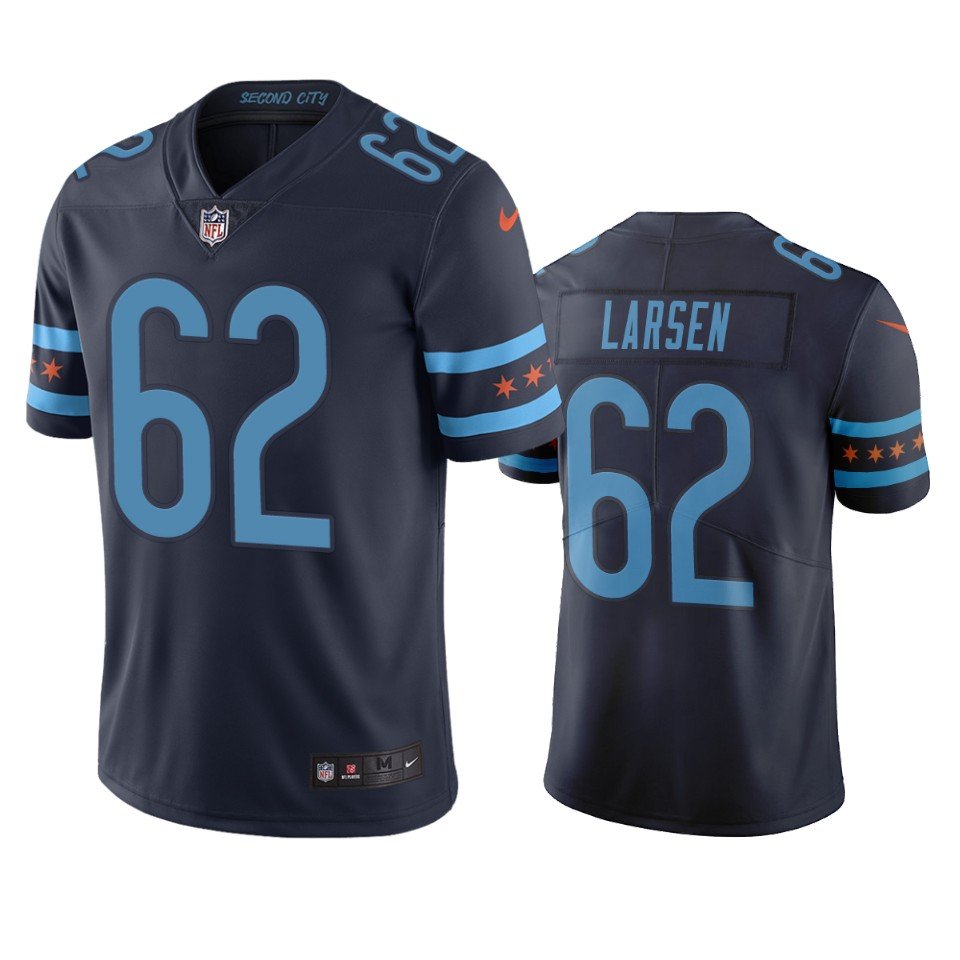 Chicago Bears #62 Ted Larsen Navy Vapor Limited City Edition NFL Jersey - CBJ555