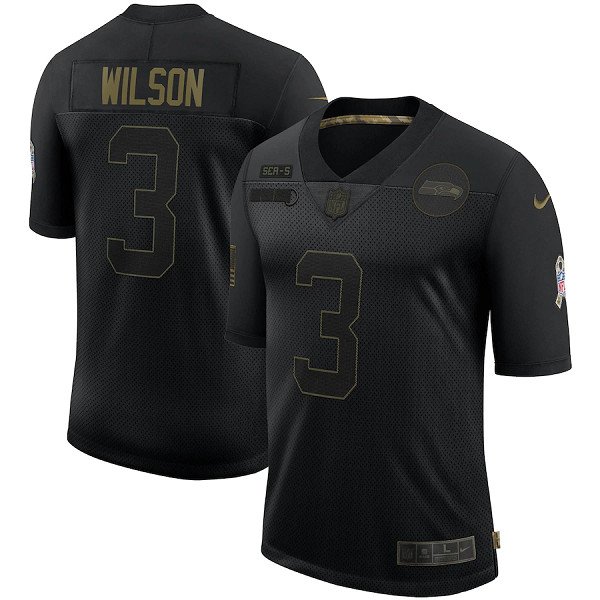 Seattle Seahawks #3 Russell Wilson Black 2020 Salute To Service Limited Stitched Jersey