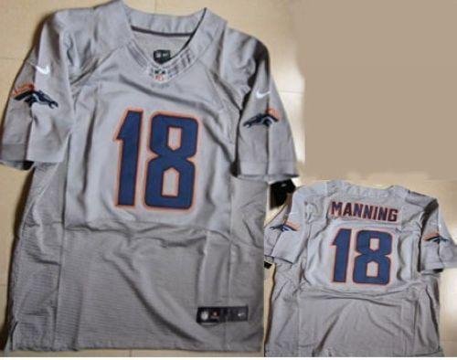 Nike Broncos #18 Peyton Manning New Grey Shadow Stitched NFL Elite Jersey