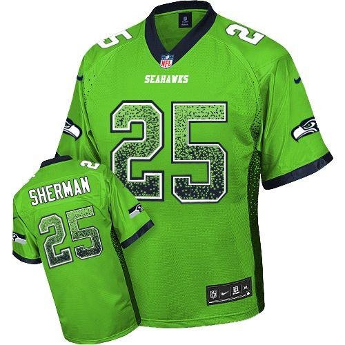 Nike Seahawks #25 Richard Sherman Green Stitched NFL Elite Drift Fashion Jersey