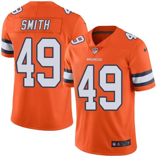 Nike Broncos #49 Dennis Smith Orange Stitched NFL Limited Rush Jersey