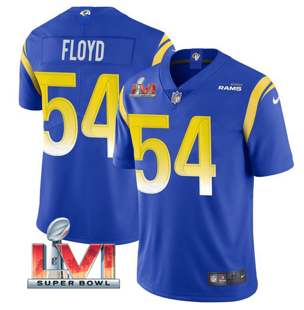 Royal Los Angeles Rams #54 Leonard Floyd 2022 Super Bowl LVI Vapor Limited Stitched Jersey - LAR119