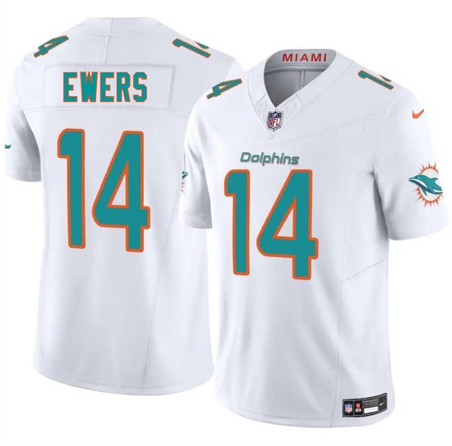 White Miami Dolphins #14 Quinn Ewers 2025 Draft F.U.S.E. Vapor Limited Stitched Football Jersey - MDR20