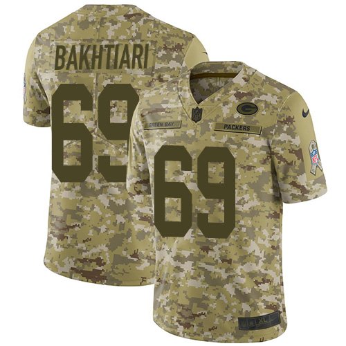 Nike Packers #69 David Bakhtiari Camo Stitched NFL Limited 2018 Salute To Service Jersey - GBJ569