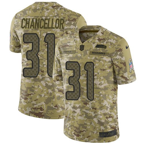 Nike Seahawks #31 Kam Chancellor Camo Stitched NFL Limited 2018 Salute To Service Jersey