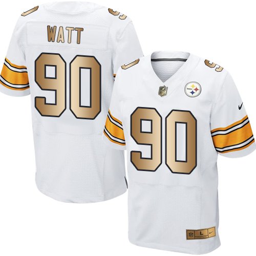 Nike Steelers #90 T. J. Watt White Stitched NFL Elite Gold Jersey - PSJ203